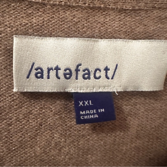 Artefact 100% Cashmere Men's XXL V-Neck Sweater in tan oatmeal - Picture 4 of 8